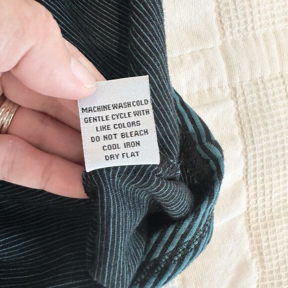 Habitat Top Women Small Blue Striped Comfy Knit 3/4 Sleeve Tunic Lagenlook Long - Picture 8 of 10